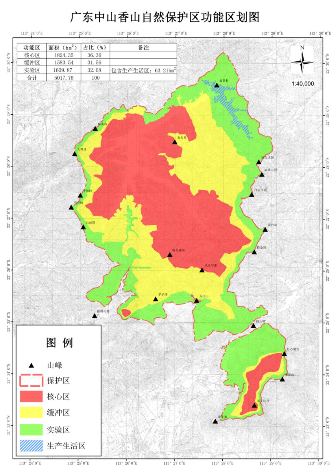 二,广东中山香山省级自然保护区功能区划示意图